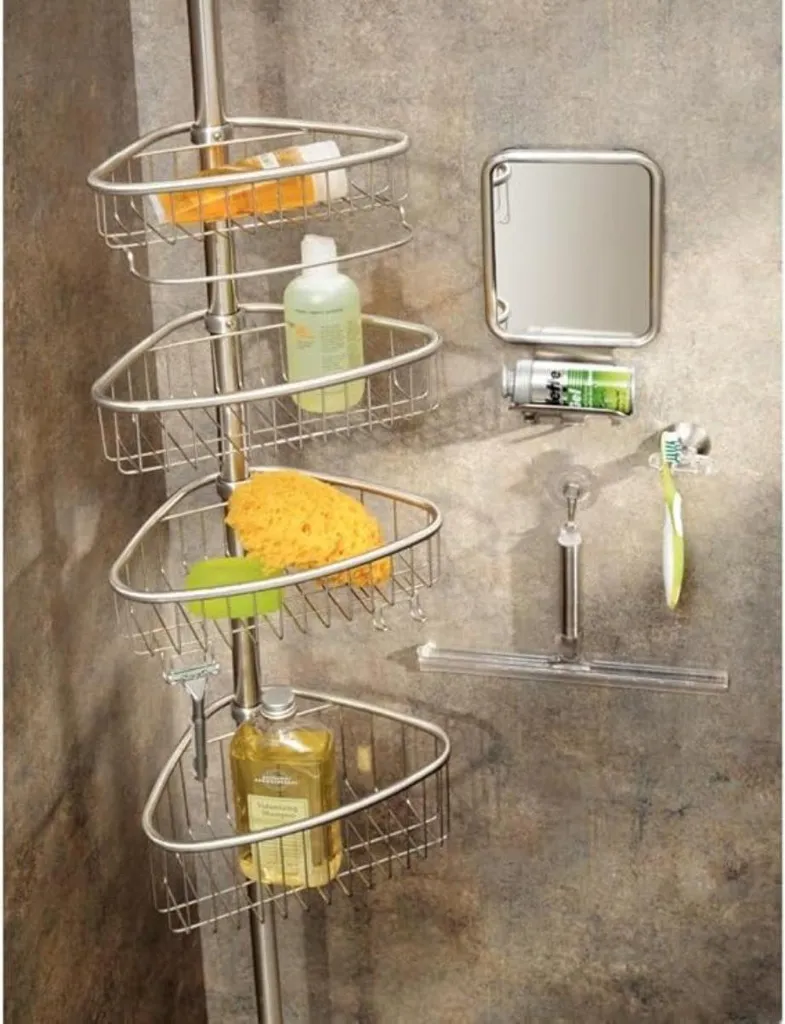 Etagère de douche d'angle NILO 60 cm - Structure chromée anti-rouille