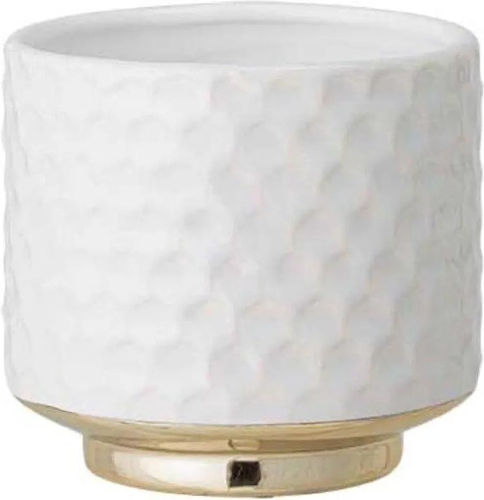 Cache-pot en céramique blanche ronde - Petit format pour décoration bureau