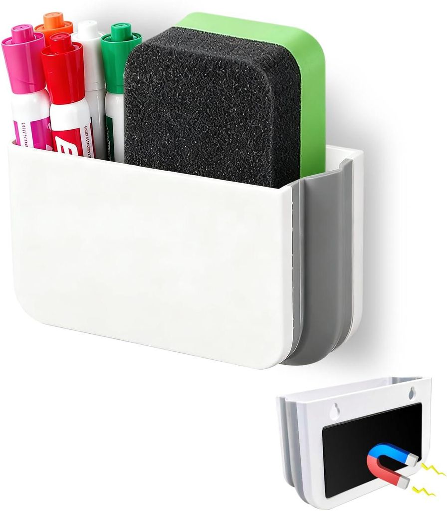 Weißer, faltbarer magnetischer Stifthalter, magnetische Halterung für Kühlschrank, Whiteboard und Spind