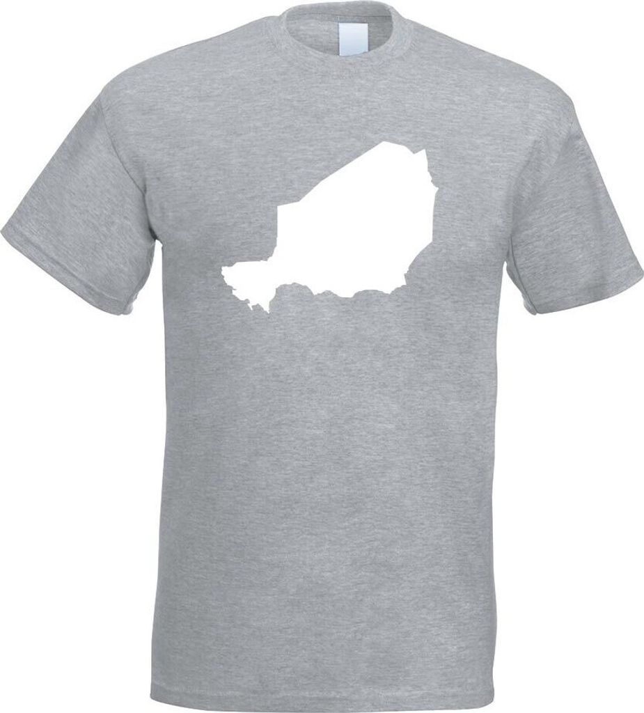 Kiwistar - T-Shirt - Graumeliert - Niger Umriss Kontur Herren Funshirt Bedruckt Design Sprüche Spruch Motive - mit Motiv Bedruckt - Funshirt Desig...