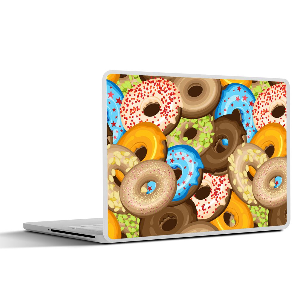 MuchoWow Laptop Aufkleber Sticker Cover Donuts - Muster - Sterne 25x18 cm - Laptop-Deko