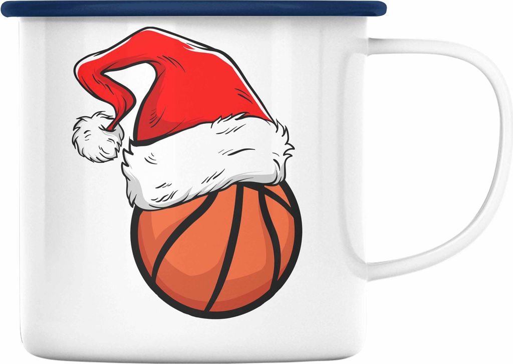 Trendation - Basketball Weihnachten Emaille Tasse Geschenk Produktbild 
