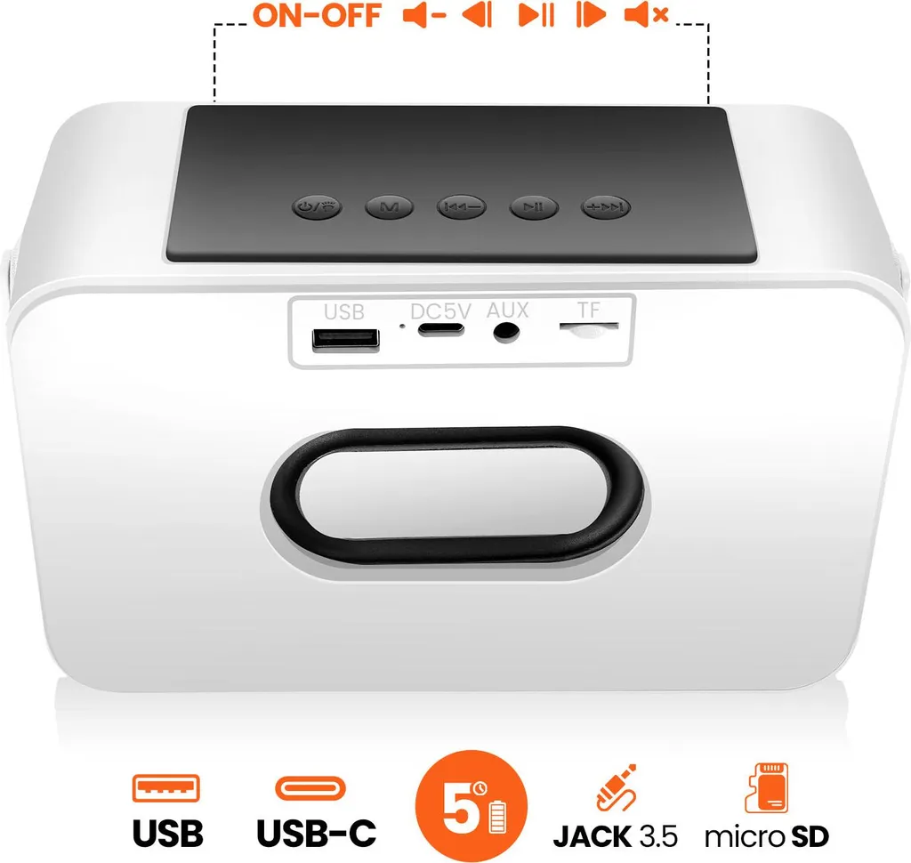 Haut-parleur Karaoké Enfant Avizar Bluetooth Blanc avec 2 Micros - 5