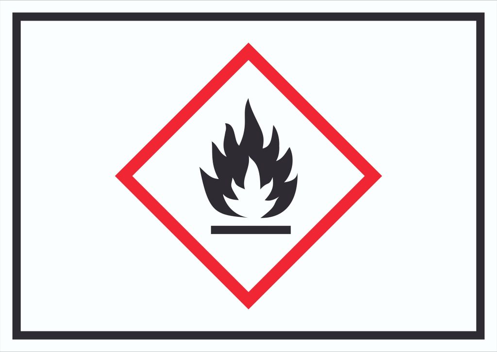 Schild Entzündbare Stoffe Symbol Flamme A1 Rückseite selbstklebend