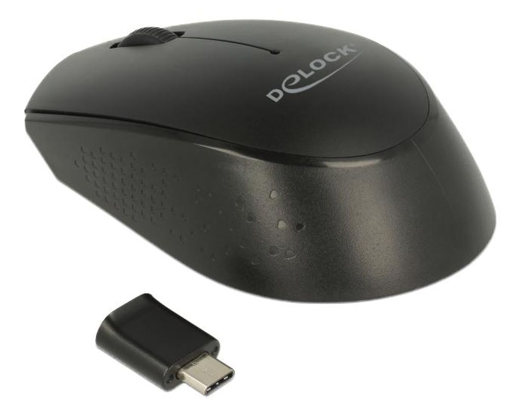 DELOCK Optische 3-Tasten Mini-Maus USB-C 2.4GHz wireless