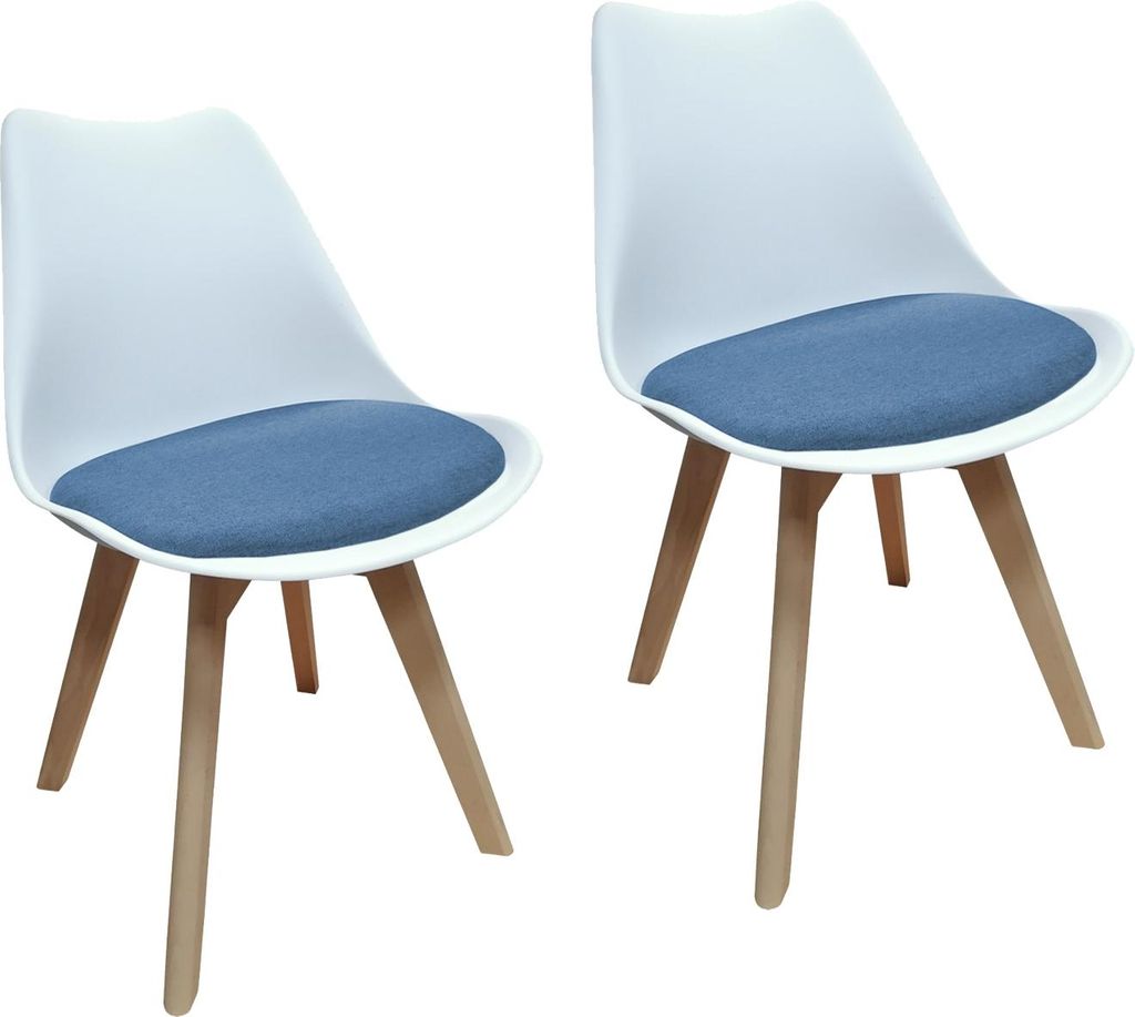 Stuhl Atlanta Weiß, Webstoff Blau