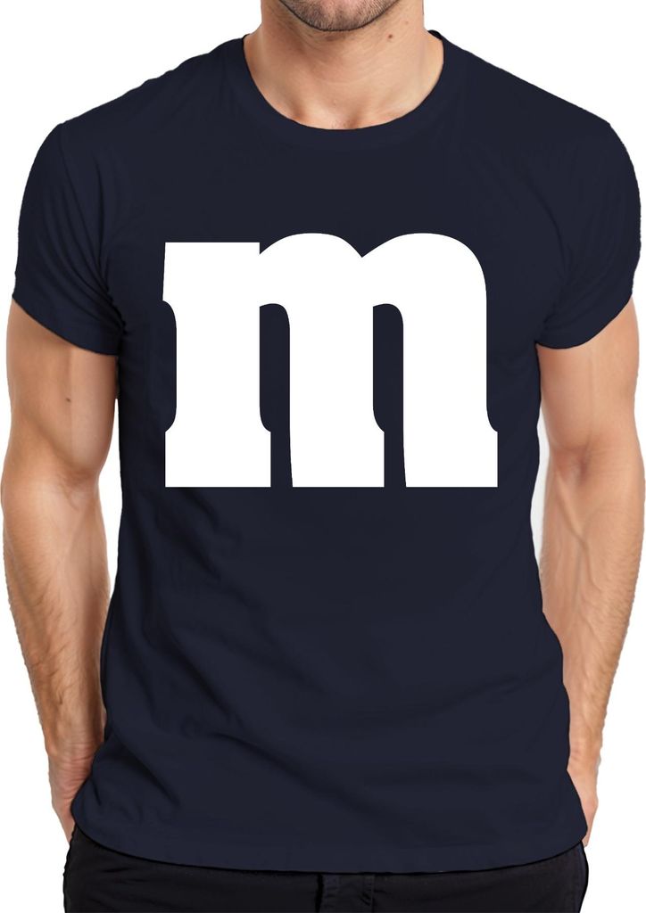Monogramm m weißer Buchstabe Karneval Fasching fünfte Jahreszeit Herren T-Shirt, Navy, S