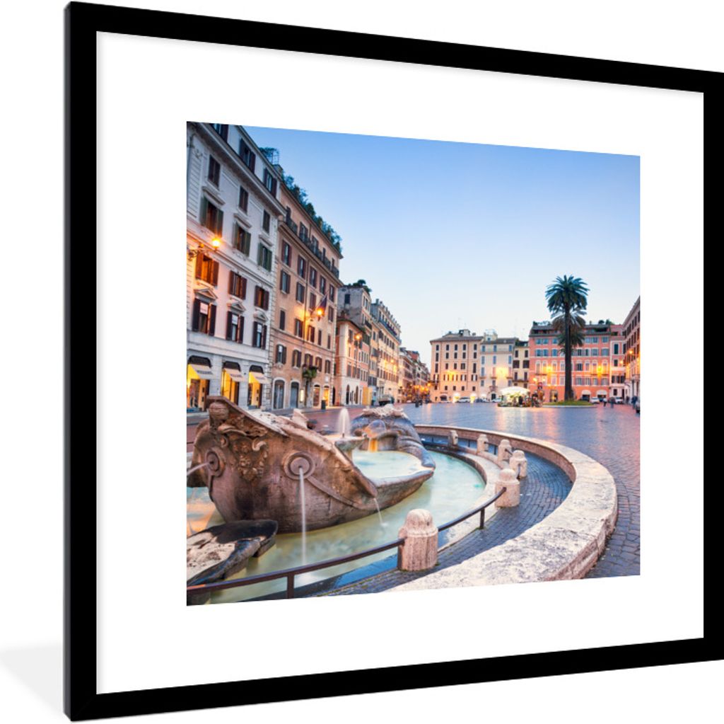 MuchoWow Gerahmtes Poster Springbrunnen - Rom - Platz 40x40 cm - Poster mit Schwarzem Bilderrahmen Wandposter Rahmen Foto Bilder - Poster - Plaka...