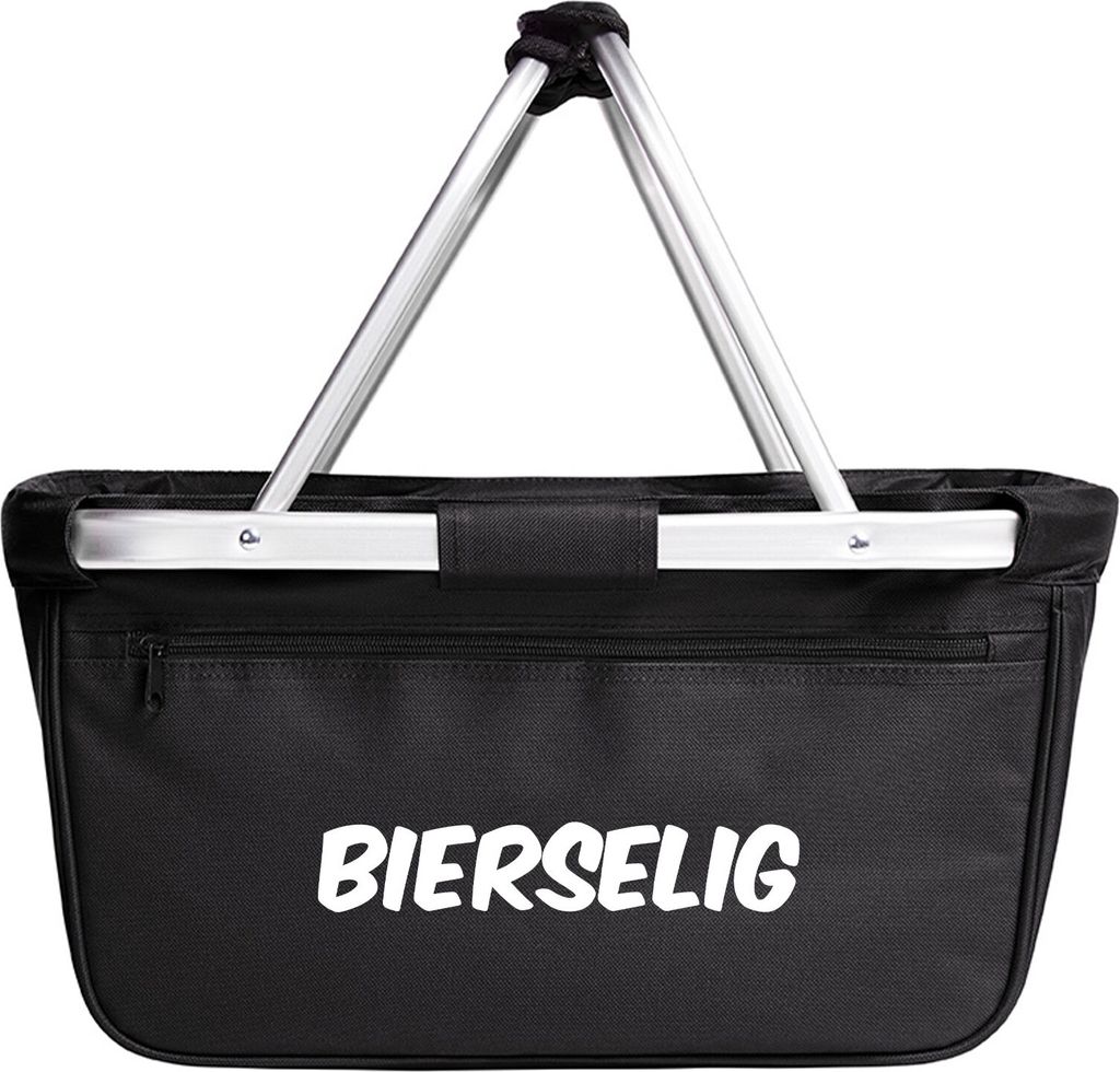 Huuraa Einkaufskorb Bierselig Schriftzug 20 Liter Black faltbarer Tragekorb Geschenkidee