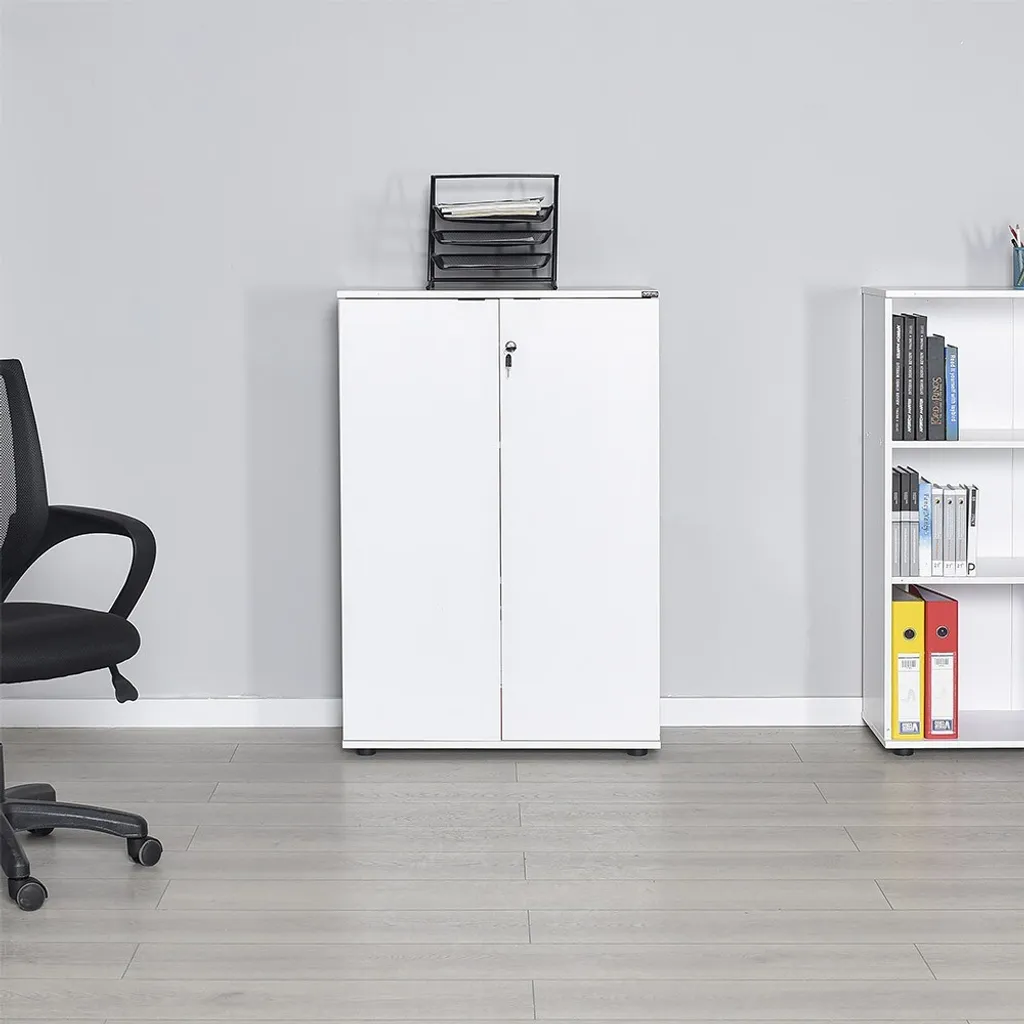 Étagère de Rangement Blanche 109 cm de Haut pour Salon et Bureau Moderne