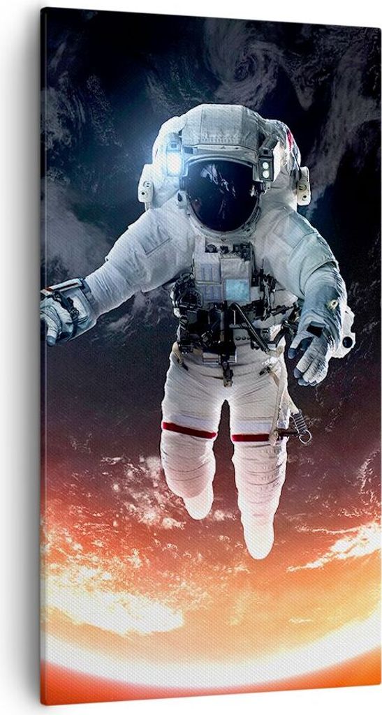 Bild auf Leinwand - Leinwandbild - Kosmonaut Weltraum - 55x100cm - Wand Bild - Wanddeko - Leinwanddruck - Bilder - Kunstdruck - Wanddekoration - Le...