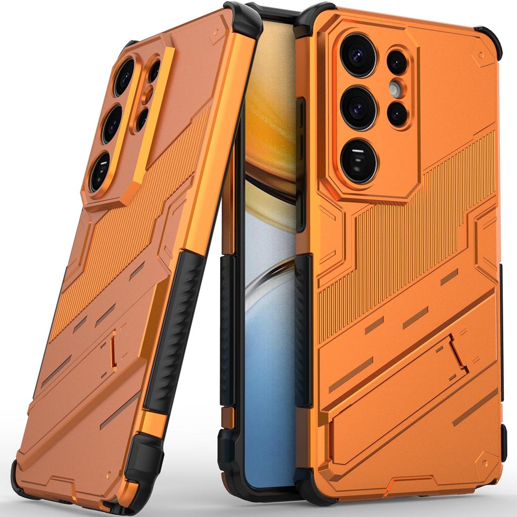 Armor Hülle für Samsung Galaxy S26 Ultra Hybrid PC TPU Bumper Stoßfestes Schutzhülle mit Standfunktion Orange