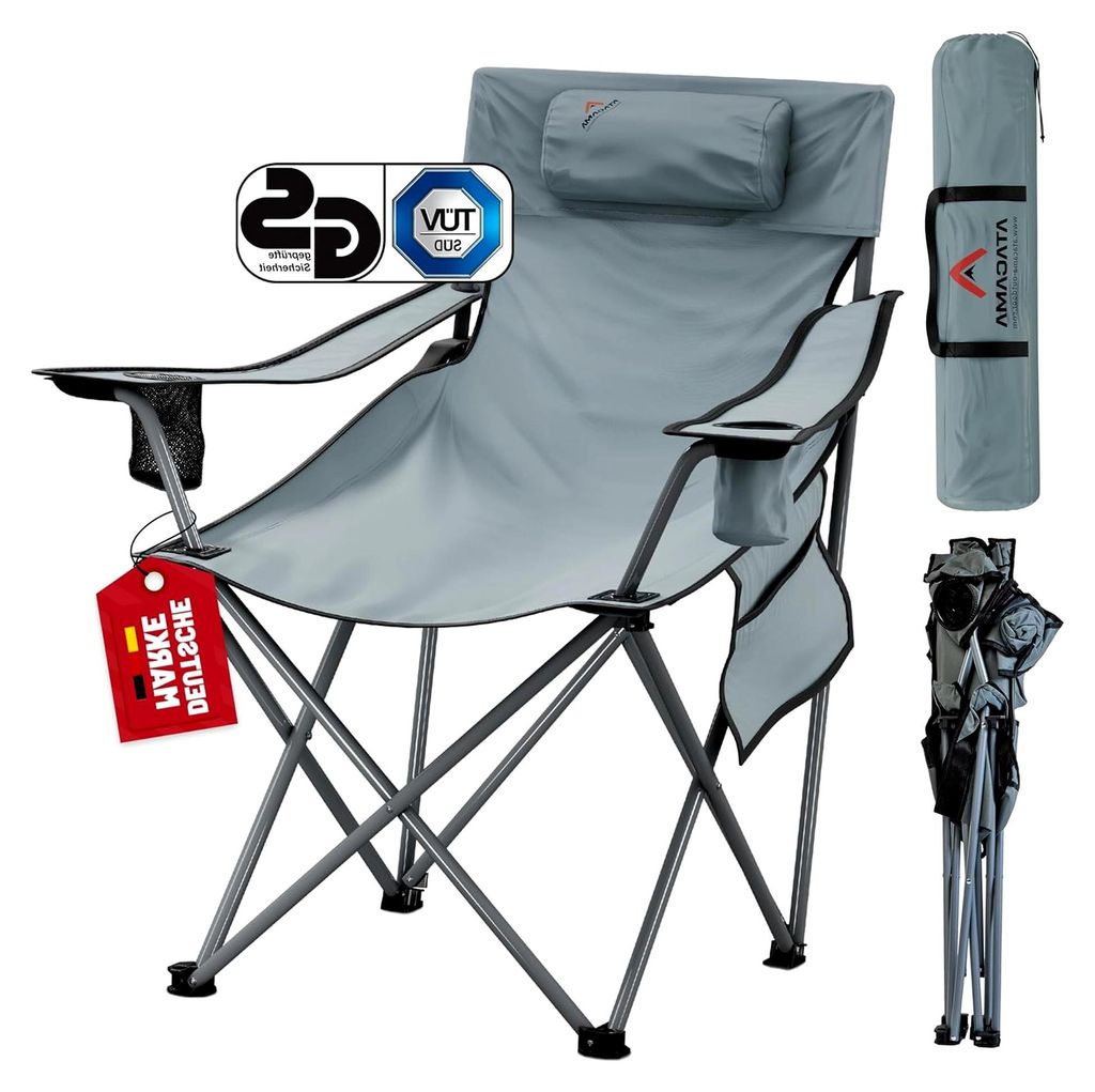 Faltbarer Campingstuhl, robust und bequem für Outdoor-Aktivitäten, Angeln und Camping - Leichte Campingstühle bis 150 kg