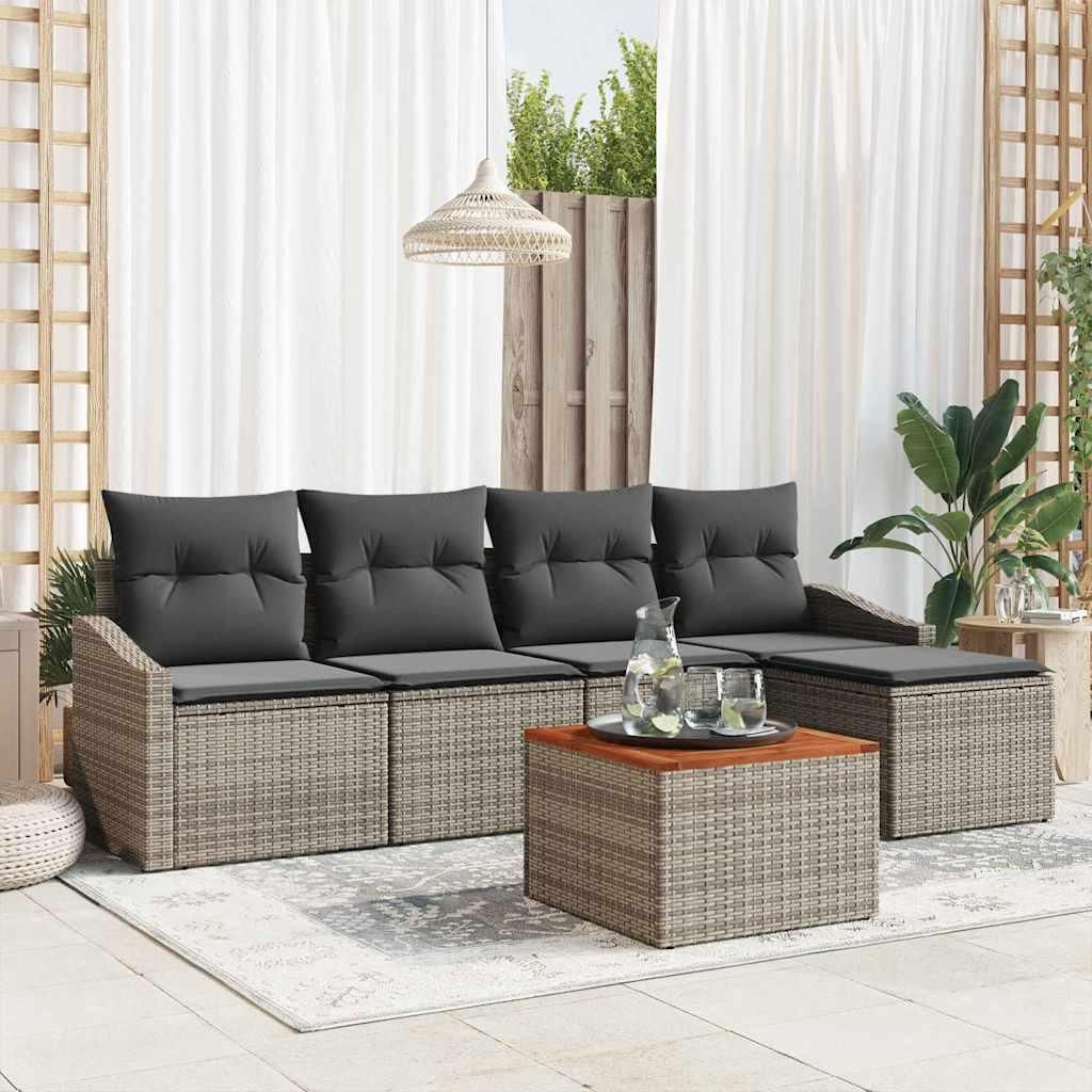 Maison Exclusive - Gartensofa-set mit Kissen 6 pcs Grau Poly-Rattan