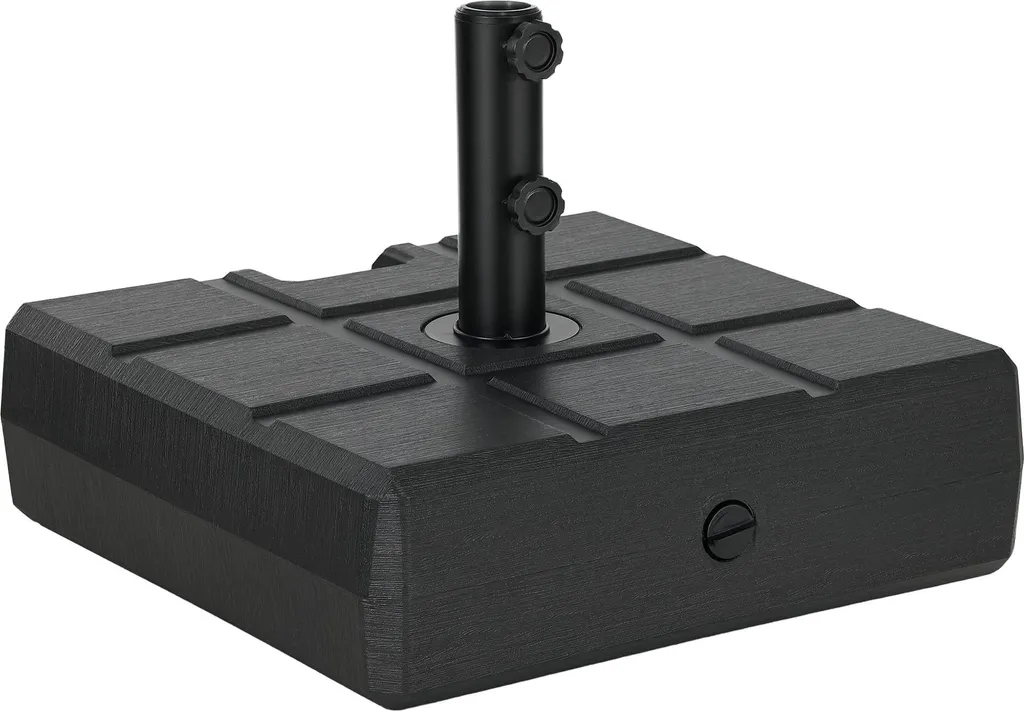 Socle de Parasol Robuste en HDPE Noir - Fixation Mât 38/48 mm 49 cm