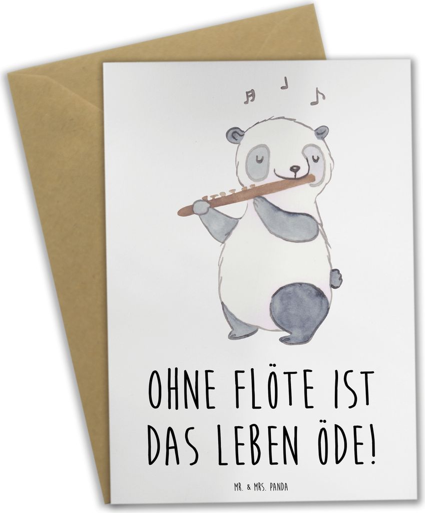 Mr. & Mrs. Panda Grußkarte Flöte Leben - Weiß - Geschenk, Produktbild 