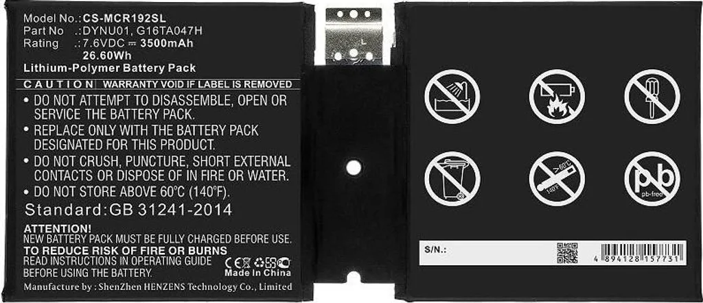 Batterie 3500 mAh Haute Capacité pour Microsoft Surface 1927 Noire
