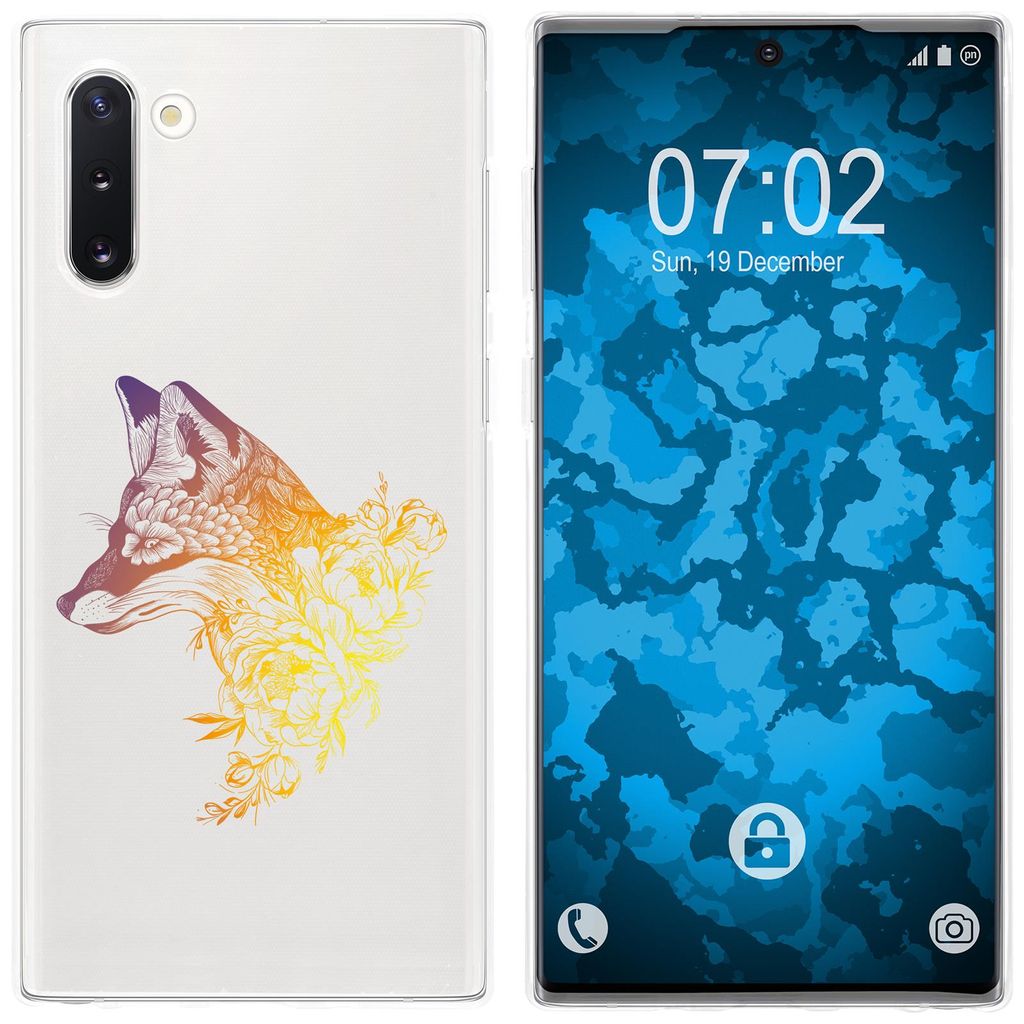 PhoneNatic Case kompatibel mit Samsung Galaxy Note 10 Silikon-Hülle Floral Fuchs M1-3