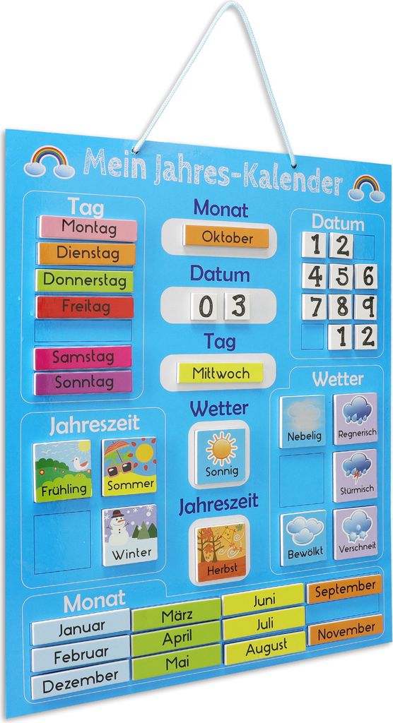 Navaris Kalender Tafel für Kinder - Lerntafel Jahreszeiten Produktbild 7