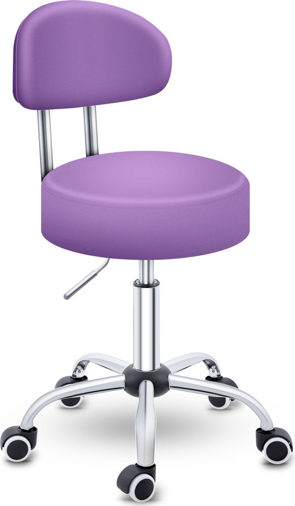 TRESKO Roller Stool Purple s opierkou Pracovná stolička Obrázok produktu 1