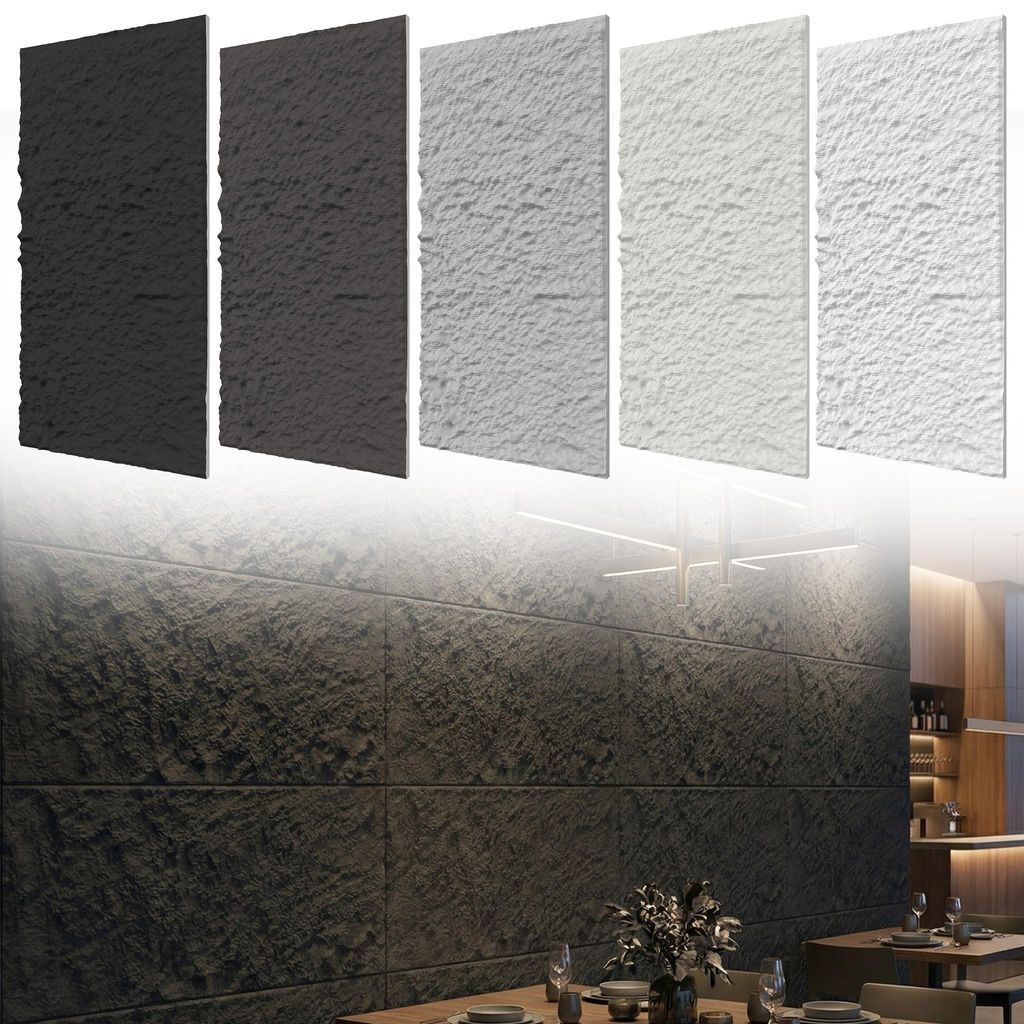 JOIEYOU 2 Stück Wandpaneele Steinoptik 120x60 cm, 3 cm PolyurethanWandverkleidung, Naturstein Design 3D Wandverblender für Wohnzimmer Küche, Gra...