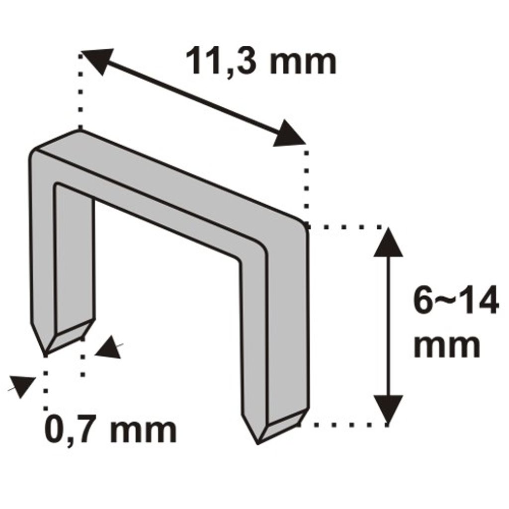 Zszywki 14 mm 1000 sztuk grubości 0,7 typ D53 Produktbild 
