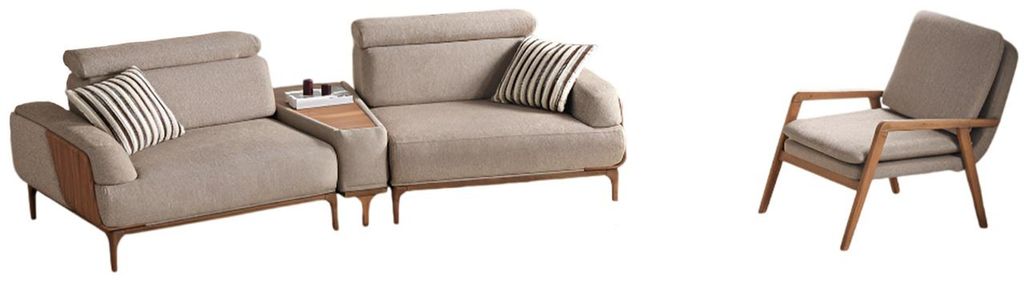 Exklusives Wohnzimmer Stoffset Designer 2-Sitzer Polstersessel 2tlg
