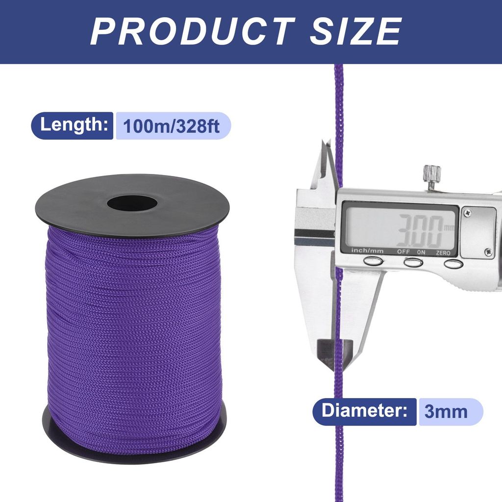 Polypropylen-Seil 3mm Polypropylenseil 10Om PP Flechtleine Textilseil Leine Nylonschnur Schnur Rei?feste Rope Kunststoffseil fš¹r W?scheleine Cam...