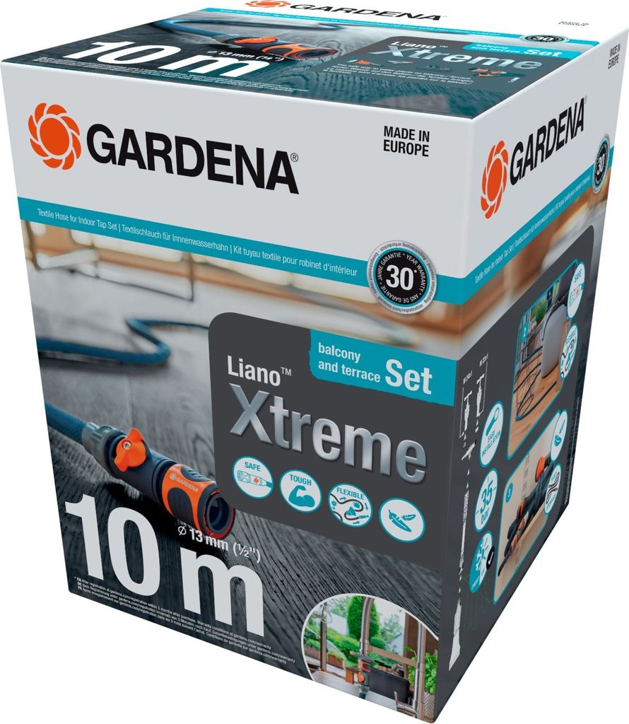 Gardena 18490-20 Liano Xtreme Schlauch, mit Wasserstopp, 10 m