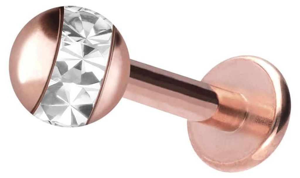 Ohrpiercing, Nasenpiercing Chirurgenstahl Labret EPOXY-RING-KUGEL RoséGold Stablänge: 9mm + Stabstärke: 1,6mm + Kugelgröße: 4mm