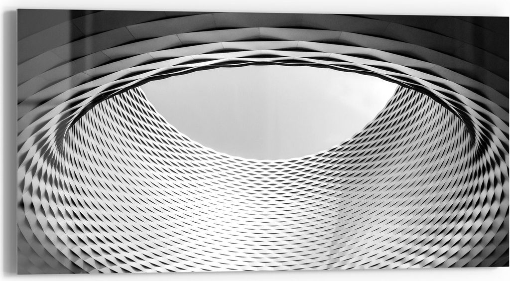 DEQORI Glasbild Echtglas 60x30 cm 'Zylinder der Messe Basel' Wandbild Bild modern Deko