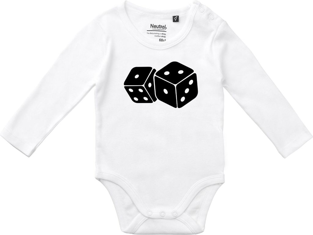 Huuraa Baby Body Würfel Dice 74 White Baumwolle Fairtrade Langarmbody Geschenkidee