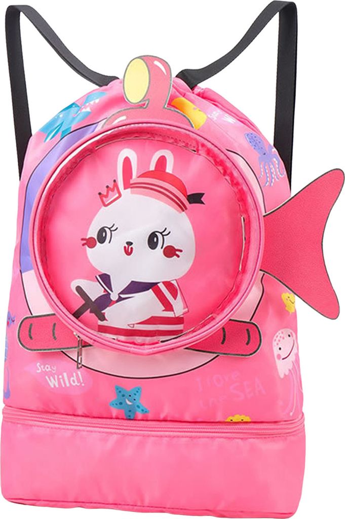 Kinder-Schwimmtasche mit Cartoon-Print und Kordelzug, leicht, für Strand, Schwimmbad, Sporttasche, wasserdicht, Aufbewahrungstasche für Sport