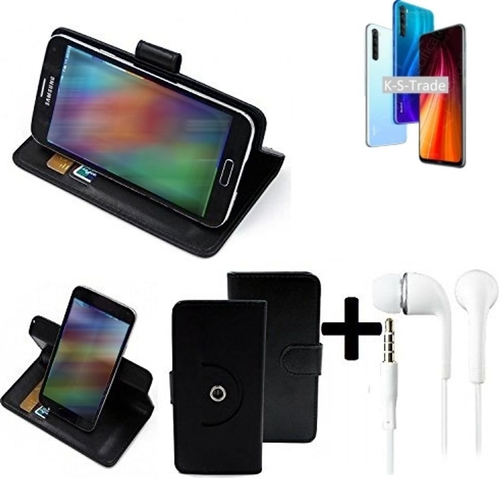 K-S-Trade Handy Hülle Schutz Hülle + Kopfhörer kompatibel mit Xiaomi Redmi Note 8 2021 Handyhülle Flipcase Smartphone Cover Handy Schutz Tasche
