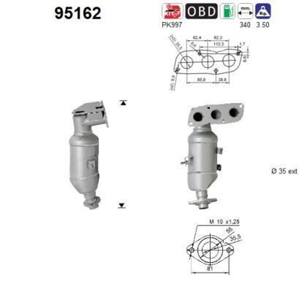 AS Katalysator Kat für TOYOTA Yaris Schrägheck (P9) 95162