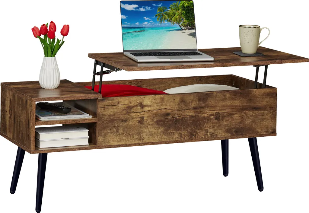 Table Basse de Salon pour Rangement de Magazines Relaxdays Gris Anthracite