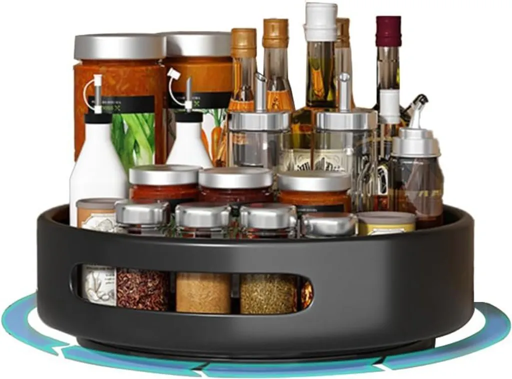 Organisateur plateau tournant cuisine en acier carbone foncé de 31 cm