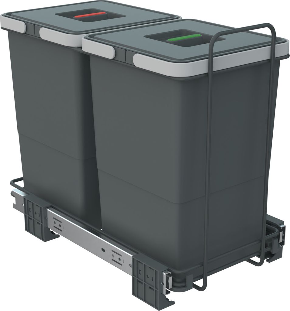 ECOFIL Abfallsammler 12+12L mit Deckel; vollausziebar; Bodenmontage ab Korpusbreite 30cm