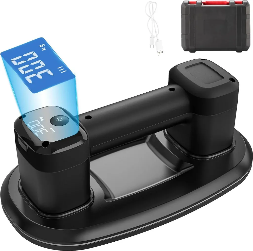 Sollevatore a vuoto - Ventosa elettrica - Capacità di carico 300 kg - Qualità industriale - Batteria 4000 mAh - Per granito, vetro, piastrelle, legno, pietra - Rosso