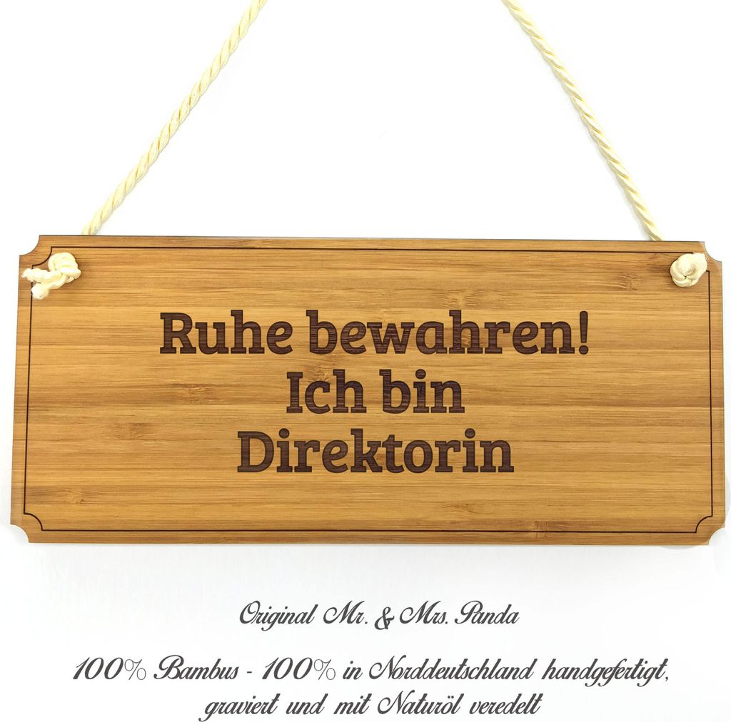 Mr. & Mrs. Panda Schild Direktorin - Geschenk, Bachelor, Wegweiser, Landhaus, Berufsschule, Firmenschild, Geschenkidee, Türschild Holz, Shabby, Gr...