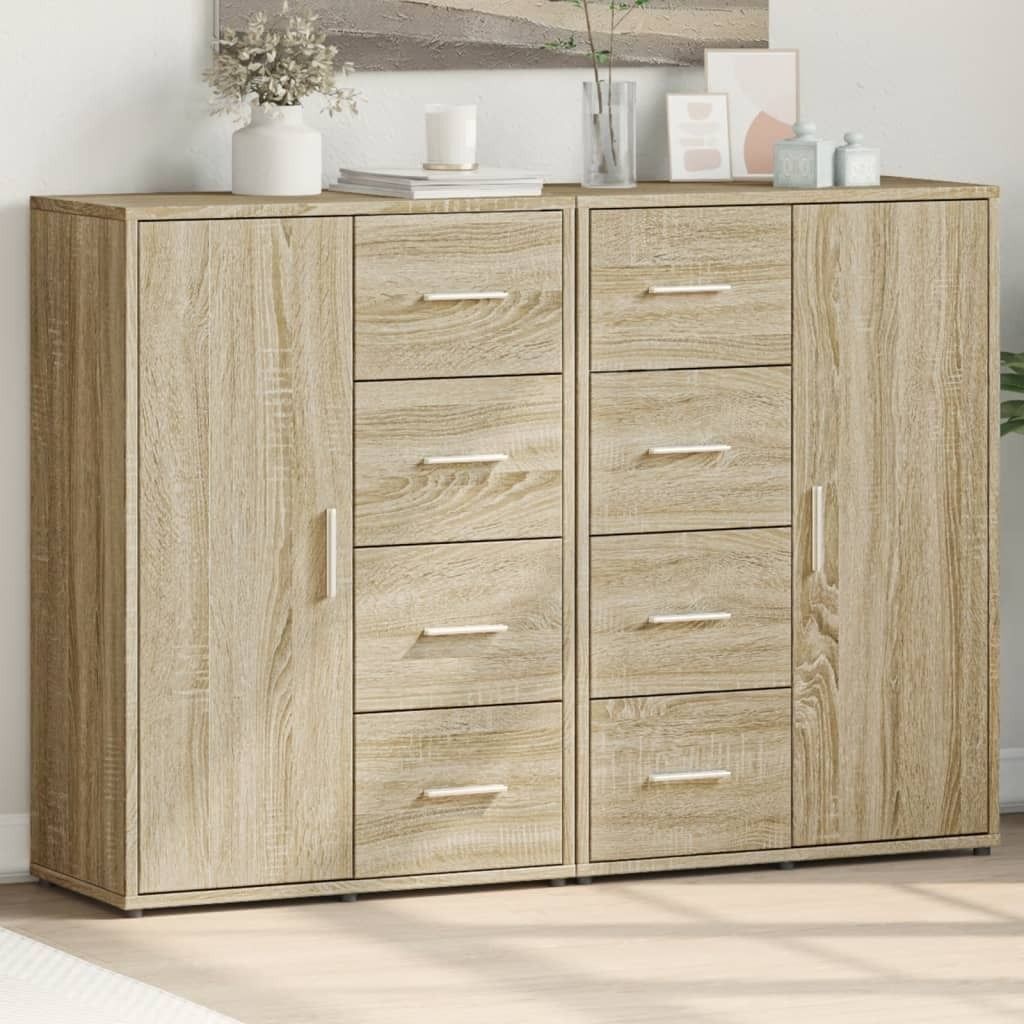 "2026 Aktion"Sideboard/Kommode - elegantes Design - Buffetschrank -s 2er set - Sonoma-Eiche 60x31x84cm Holzwerkstoff NEU439129 - Kommoden