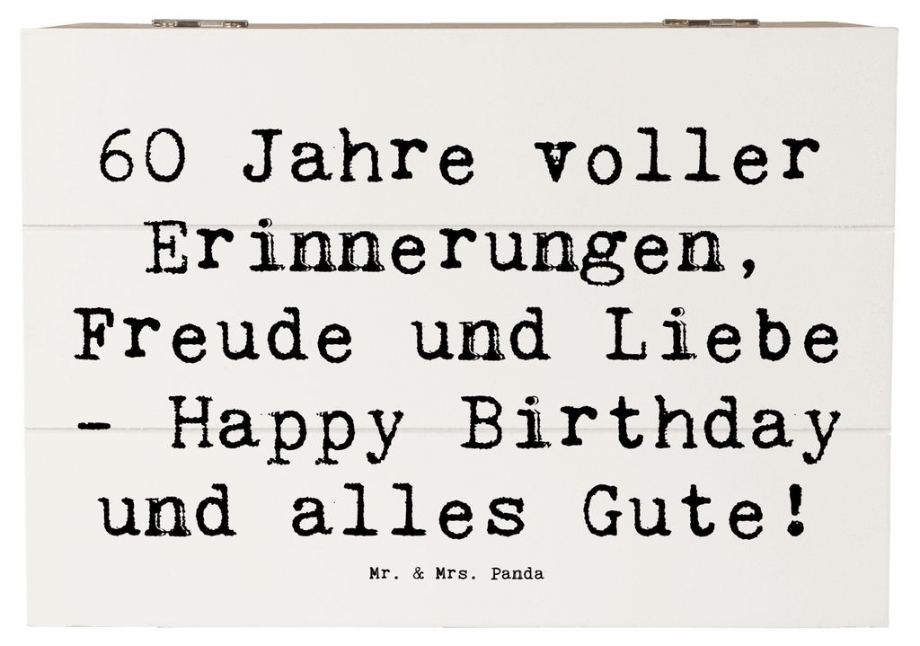 Mr. & Mrs. Panda Box Spruch 60. Geburtstag Glückwunsch 22 x 15 cm - Weiß - Geschenk, aufbewahrungskiste mit deckel, Happy Birthday, Weisheit, Jah...