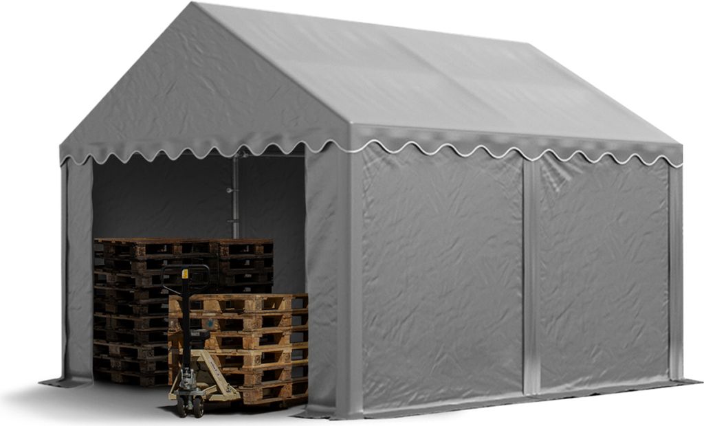 TOOLPORT Lagerzelt 3x4 m Unterstand Weidezelt Garagenzelt PVC Plane 700 N wasserdicht in grau