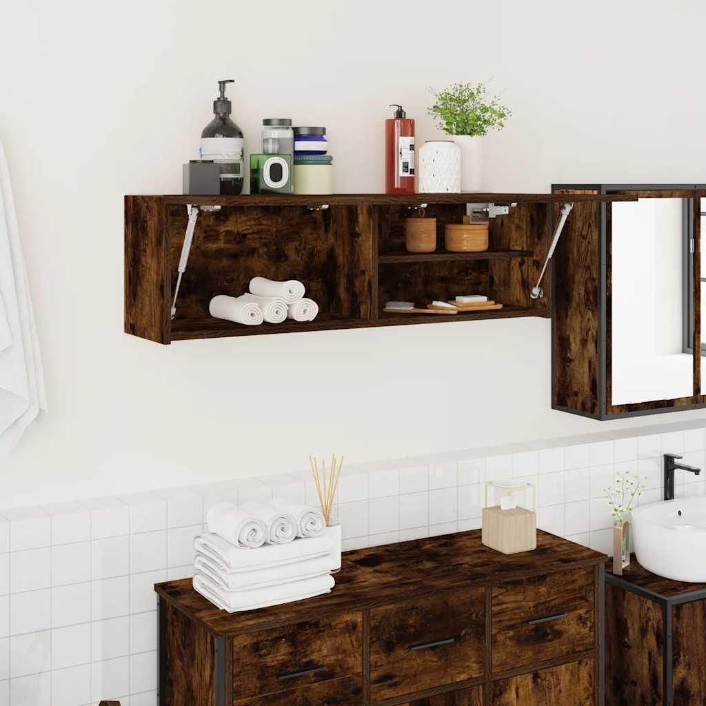 vidaXL Armoire murale de salle de bain chêne fumé 100x25x30 Image du produit 