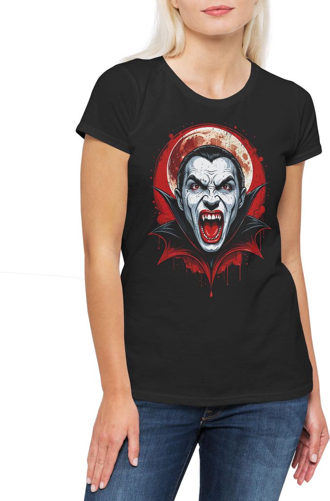 Urban Backwoods Vampire Moon, Damen T-Shirt, Farbe: Schwarz, Größe: XL