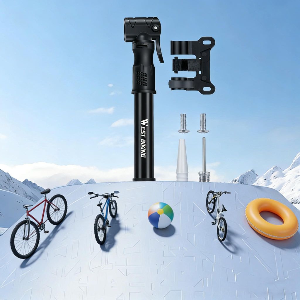 MODFU Fahrradpumpe alle Ventile, Luftpumpe Fahrrad Ventile mit 80-100PSI Manometer, Fahrrad zubehör Pumpe Luft Standpumpe für Ball