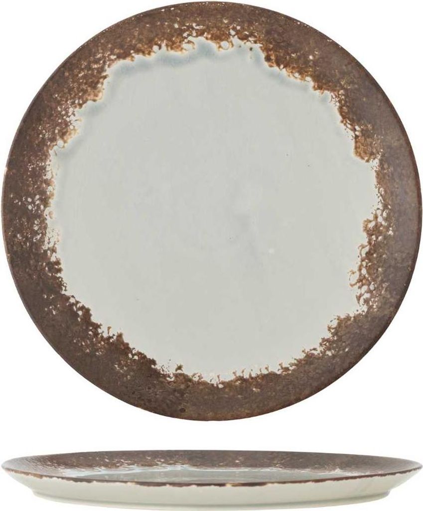 Bloomingville Essteller PAULA Hellgrau Braun 26 cm Keramik Teller
