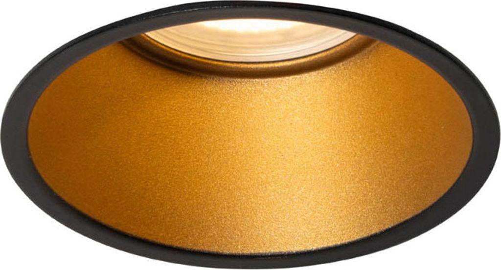 QAZQA - Modern Moderner Außen Einbaustrahler schwarz mit Gold I Messing GU10 50mm IP44 - Dept I Außenbeleuchtung I Wohnzimmer I Schlafzimmer - Ru...