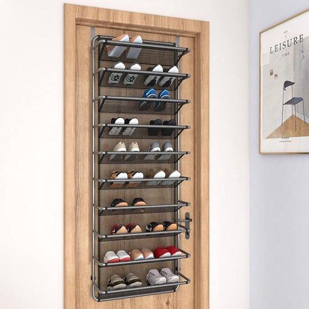 Metalen schoenenrek boven de deur met 10 niveaus, hangende Productafbeelding 