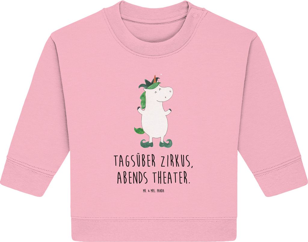 Mr. & Mrs. Panda Organic Baby Pullover Einhorn Joker 12. - 18. Monat - Baumwolle Pink - Geschenk, Bullover, Hofnarr, Mittelalter, Unicorn, Einhörn...